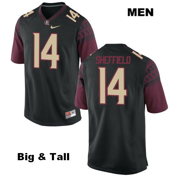 Men's NCAA Nike Florida State Seminoles #14 Deonte Sheffield College Big & Tall Black Stitched Authentic Football Jersey FPK5869HW
